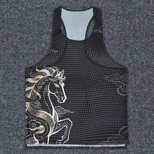 Camisetas sin mangas para hombre con costuras termoselladas, ligeras para maratón, de color liso, con diseño hueco, de poliéster, tipo stringer - Product Image 1