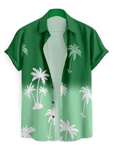 เสื้อเชิ้ตฮาวายลายต้นปาล์มเขตร้อนสำหรับผู้ชาย – เสื้อเชิ้ตแขนสั้นแบบลำลองติดกระดุมสไตล์ชายหาด - Product Image 2