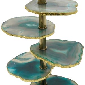 Lampe de table en tranche d'agate verdante D15x29.5 avec base en marbre - Product Image 4
