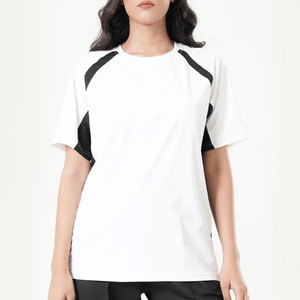 <b>Women's</b> Seamless Yoga Stretchable Panel Design <b>Top</b> Longline Slim Fit T-Shirt Drop Shoulder Fitness Gym Wear 100% Polyester Quick - Product Image 1