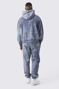 Custom Street-Wear Acid Washed <b>Sweat</b> Suits Zipper Hoodies Tracksuit <b>Set</b> Acid-Wash Distress Patch-Flared Sweatpants Hoodie <b>Set</b> - Product Image 6