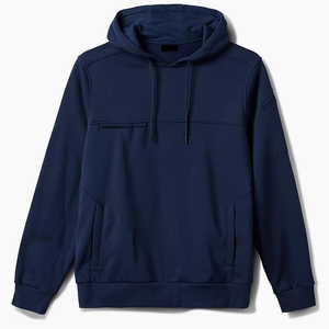 Sweat-shirt à capuche pour homme, bleu marine, 100% polyester, tissu French Terry respirant, coupe classique, couleur unie, logo sur le devant, poche intégrée - Product Image 5