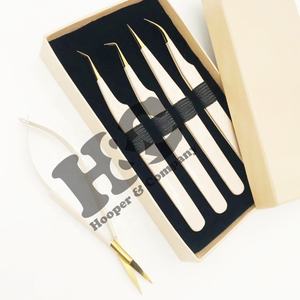 Pince à épiler d'extension de cils de pêche de qualité supérieure poignée lisse ensemble de pinces à cils solides en acier inoxydable pince à épiler durable vison - Product Image 3