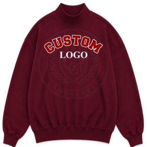 Sudaderas OEM marrones con cuello simulado para mujer, 100% algodón, forro polar transpirable, logo impreso, suéter casual de invierno, MOQ bajo - Product Image 3
