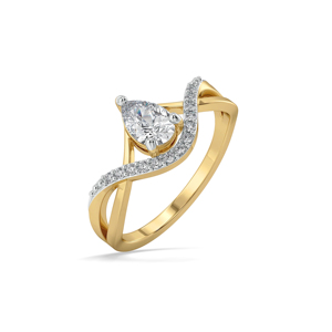 Anillo de compromiso con diamante talla pera, oro amarillo, diseño geométrico, estilo romántico para mujer - Product Image 2