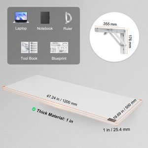 Tavolo Pieghevole Salvaspazio da Parete in Plastica 120x50cm con Supporto in Ferro per Piccoli Spazi - Product Image 4