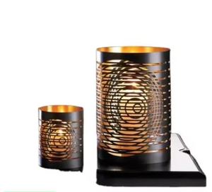 Decorative Tall Votive Candle Holder Metal <b>Lantern</b> Black Gold for Home Lighting Decor - Product Image 2