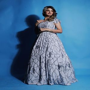 High End Womens Gown V Neck Cap Sleeve Premium Quality Formal Dress Wedding Prom Event Wear | India Supplier 2026 New Collection - Product Image 3