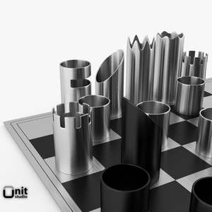 Pièces d'échecs modernes en métal, élégantes et artistiques, vente en gros, design contemporain de luxe, jeu de stratégie - Product Image 6