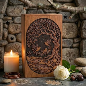 Tree Life Eco-Friendly Wooden Cremation Urn <b>for</b> Human Pet Baby <b>Ashes</b> Engraved Indian Rosewood Memorial <b>Box</b> Creation India Craft - Product Image 1