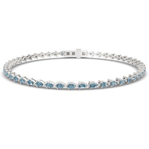 Bracelet tennis original en or avec diamants de laboratoire bleu glace taille poire Serene, 3 carats au total. Bracelet en diamant véritable en or 10 carats - Product Image 4