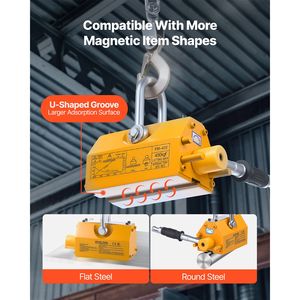 Sollevatore Magnetico al Neodimio N42 per Carichi Pesanti, Capacità 880 Libbre, con Gancio in Acciaio e Maniglia di Rilascio per Industrie Edili, Sollevamento Massimo 500kg - Product Image 3