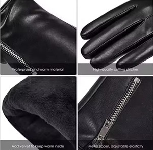 2026 Men's High Quality Leather <b>Touchscreen</b> <b>Gloves</b> Breathable Thermal Eco-Friendly Wrist-Length Casual Winter Wear Needle - Product Image 2