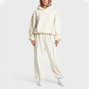 Custom Logo Women's Pearl <b>White</b> Contrastline Sweatpants Oversized Casual Women's Fleece Baggy <b>Joggers</b> Premium Quality Trouser - Product Image 6