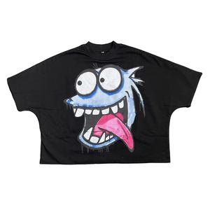 Logo personnalisé 300 GSM Streetwear Box Cut Tee T Shirt Heavyweight Cropped Top TShirt Graphic Cotton Oversized Boxy Fit T-Shirt Men - Product Image 3