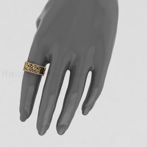 Victorian Inspired 14k Gold <b>925</b> <b>Silver</b> 9mm Wide Floral Filigree Cigar Pattern Stacking Band <b>Ring</b> With CZ Fine Jewelry For Her - Product Image 6
