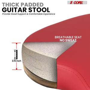 5Core Guitar Stool 3.15" <b>Padded</b> <b>Chair</b> w Backrest Foldable Music Seat Built in Foot Rest Guitar Stand - Product Image 2