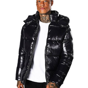 Chaqueta acolchada de invierno de dos tonos beige con diseño color block, corte holgado, para moda urbana, estilo casual y moderno para hombre. - Product Image 4