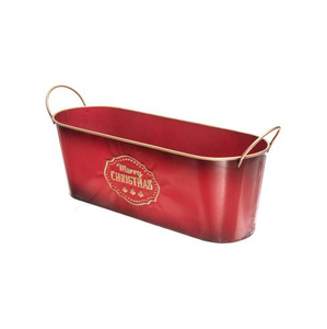 Pot de fleurs rond en métal galvanisé Merry & Bright, petit, résistant à la rouille, style rétro - Product Image 3