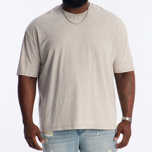 Camiseta Personalizada para Hombre con Pedrería, Manga Corta, Estilo Vintage Lavado, Alta Calidad, 100% Algodón, Talla Grande - Product Image 1