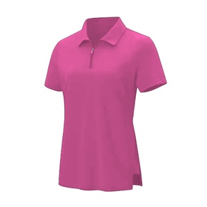 Custom Women <b>Pink</b> Knitted Vintage Golf for <b>Shirt</b> Short Sleeve Quarter Zip Performance Sportswear Breathable Active Wear Tennis - Product Image 1
