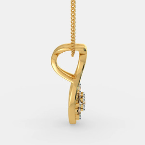 Collar con Colgante de Diamante Cultivado en Laboratorio en Forma de Lágrima con Racimo Floral en Oro Amarillo - Product Image 2