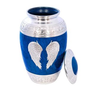 Blue Angel Wings Heart Aluminium Eco-Friendly Cremation Urn Adult Human <b>Ashes</b> Decorative Funeral Memorial Burial <b>Keepsake</b> <b>Ash</b> - Product Image 1