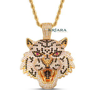 Pendentif Hip Hop Panthère pour Homme en Argent 925 Plaqué Or 18K avec Moissanite, Breloque Animale pour Usage Quotidien - Product Image 2