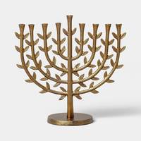 Élégante Ménorah en aluminium à 9 branches en forme de feuille, dorée, pour Hanouka, chandelier décoratif pour les fêtes juives, vente en gros