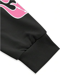 ชุดเซ็ตแทรคสูทผู้ชายสไตล์ Y2K สีชมพูพิมพ์ลายเปลวไฟ เสื้อฮู้ดดี้ กางเกงขายาวทรงบาน สตรีทแวร์ พิมพ์ลายพัฟฟ์ รับสกรีนโลโก้ - Product Image 6