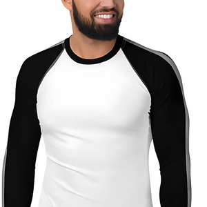 <b>Men's</b> Full Sleeve Rash Guard White Black Color Blocked Quick Dry Nylon Polyester UPF50+ Anti-Bacterial Swim <b>Shirt</b> for Adults - Product Image 5