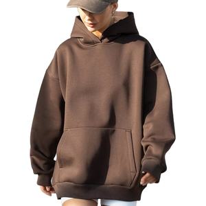 Sweat-shirt à capuche surdimensionné respirant à séchage rapide décontracté à manches courtes et épaules tombantes pour femme - Product Image 1