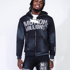 TOP Unisex Streetwear Tracksuit Hoodie <b>Set</b> Pink Black Slogan Print Full Sleeve Autumn Sweatpants with Drawstring and Side Pocket - Product Image 3