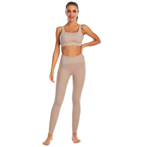 Ensemble de vêtements de sport pour femmes en 2 pièces, haut court sans manches et short, col en V, extensible en spandex/coton, tenue de sport décontractée confortable - Product Image 5