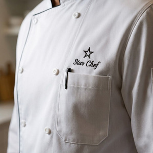 Eco-friendly <b>Cooling</b> Bamboo Woven Chef <b>Jacket</b> Mandarin Collar Long Sleeve Sustainable Breathable Uniform Restaurant Bar - Product Image 3