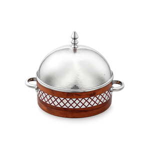 Cacerola de Acero Inoxidable de Lujo con Base de Madera de Acacia |   Recipiente Térmico para Servir Comida Caliente, para el Hogar y Hoteles - Product Image 1