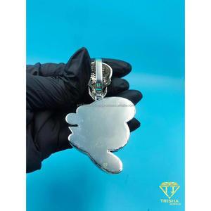 Skull Dollar Sign Pendant With VVS Moissanite Diamonds 925 Sterling Silver Hip Hop Jewelry - Product Image 4