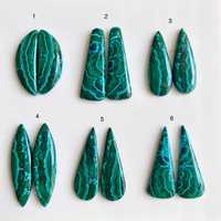 Paires de cabochons en malachite et chrysocolle, pierres précieuses naturelles, paires de malachite et chrysocolle de créateur pour la création de boucles d'oreilles
