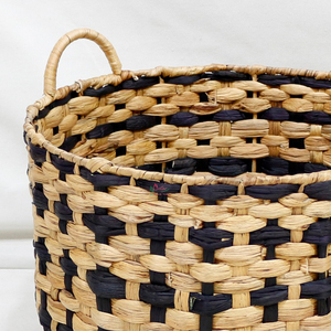 Ensemble de paniers de rangement en osier faits à la main, design rustique rond, pour l'organisation du salon, usage décoratif, tissage noir naturel - Product Image 5
