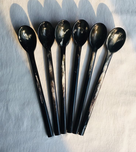 Cuchara de Cuerno Hecha a Mano con Nuevo Diseño Indio, Tamaño Grande y Mediano, Mango Corto, Espejo, Ecológica, de Alta Calidad, Cubertería de Cuerno de Búfalo - Product Image 1