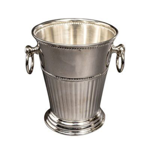 Seau à glace classique de style français en argent plaqué, refroidisseur à vin et champagne avec poignées en anneau, pour la maison et les fêtes, accessoires de bar. - Product Image 1
