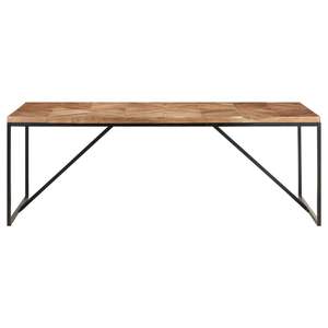 โต๊ะอาหารไม้สักแท้ หน้าโต๊ะไม้ธรรมชาติ ขาสีดำ - Product Image 3