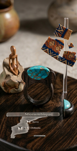 Classic Vintage Atemporal Ebony Turquoise Handmade Artisan <b>Craft</b> Solid Pau Preto Wood Unisex <b>Ring</b> for Retail and Bulk Trade - Product Image 4