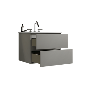 TIA 24\" <b>Wall</b> Mount Space Grey Bathroom Vanity with Large Storage Ceramic Sink and Three Faucet Holes <b>Floating</b> Bathroom Vanity - Product Image 6