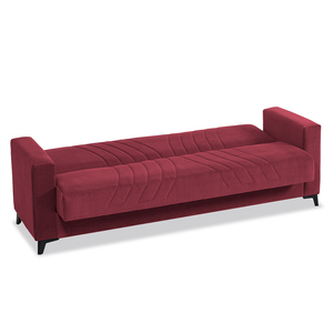 Fauteuil individuel moderne en velours bordeaux, dossier fermé, accoudoirs carrés, pieds en bois, pour salon - Product Image 4