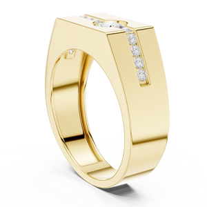 Anillo de boda para hombre con diamantes cultivados en laboratorio en oro amarillo – Anillo de oro moderno y audaz para novio, joyería con diamantes - Product Image 1