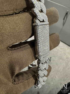 Bracelet Cuban Link Iced Out en Argent Sterling 925 Plaqué Or avec Chaîne Moissanite, Bijou Unisexe Hip Hop pour Mariage, Fête, Cadeau - Product Image 3