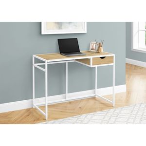 Scrivania per Computer Moderna e Contemporanea da 42 Pollici con Cassetti in Metallo Bianco e Piano in Laminato Naturale per Ufficio Domestico - Product Image 5