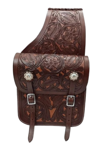 Hand Carved Floral Tooling Beautiful Leather Western Saddle Bag Premium Handmade Genuine Leather Horse Saddle Bag Equestrian - Product Image 2