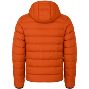 <b>Men</b> s Orange Hooded Down Coat Regular Fit Zipper Closure Casual Style Solid Color Polyester Outerwear Thick Warm Winter Wear - Product Image 2